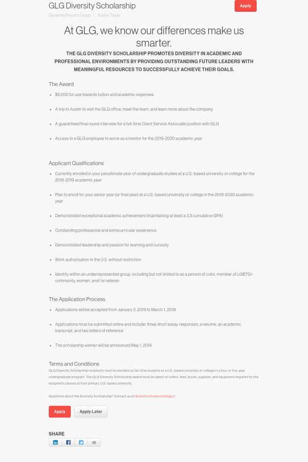 Glg Diversity Scholarship Job At Glg In Austin Tx Glg Diversity Scholarship Glg Political Science Essays also Essay On Myself In English Professional Business Plan Writer Cost