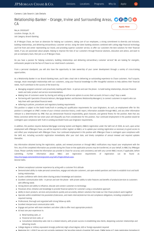 relationship banker orange irvine and job at jpmorgan chase co relationship banker chase