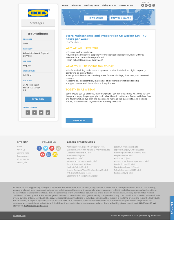 Store Maintenance And Preparation Co Worker 34 40 Hours Per Week