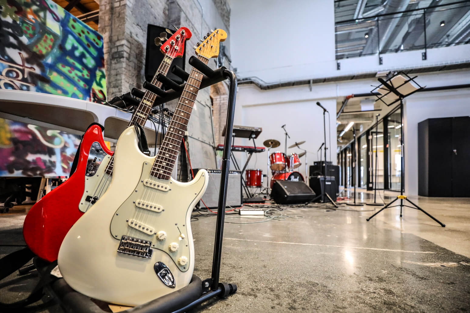 Vena Solutions new office offers an impressively equipped jam space.