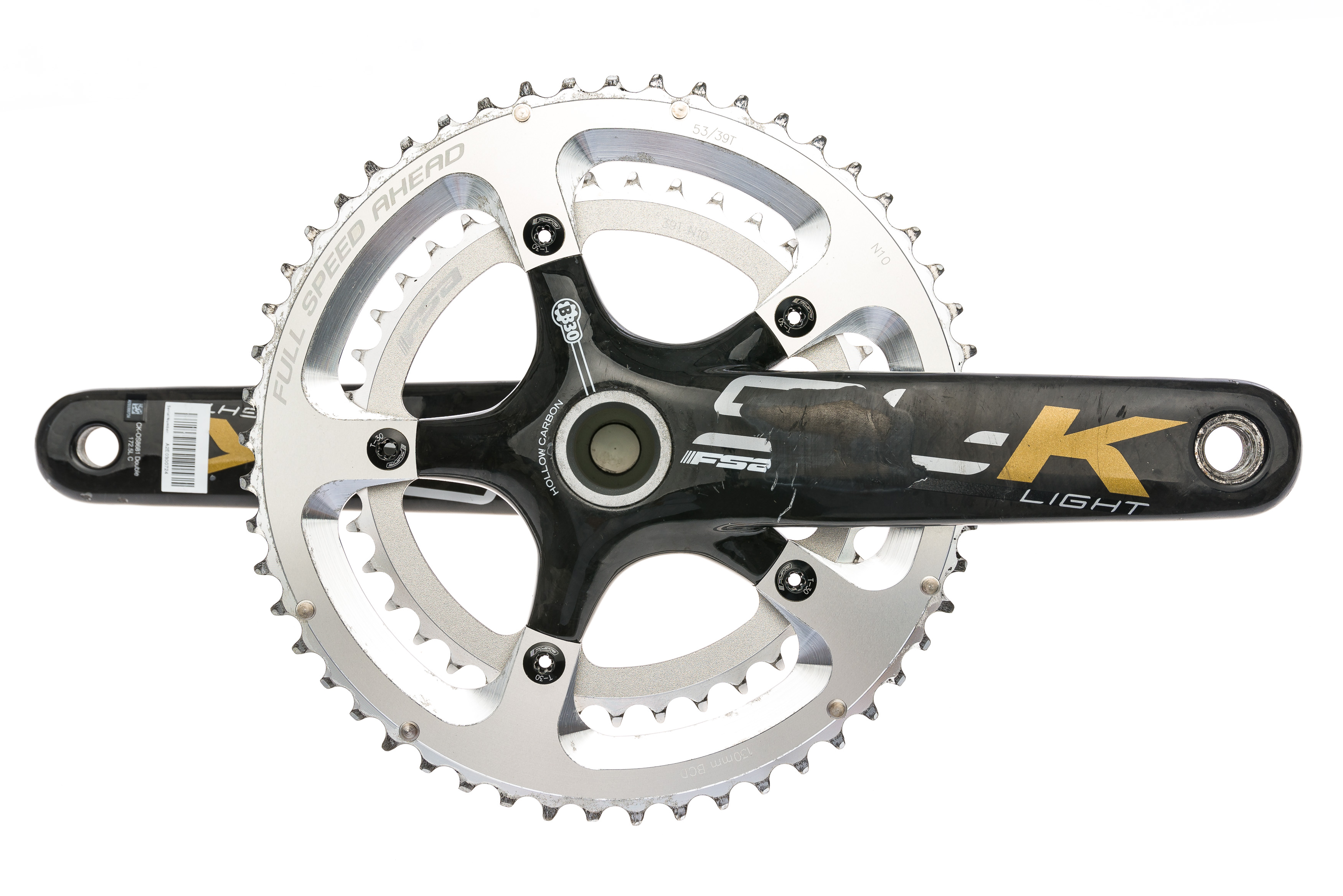 FSA SLK Light Crank Set 10 Speed 172.5mm 53/39T 130mm BCD BB30 Good