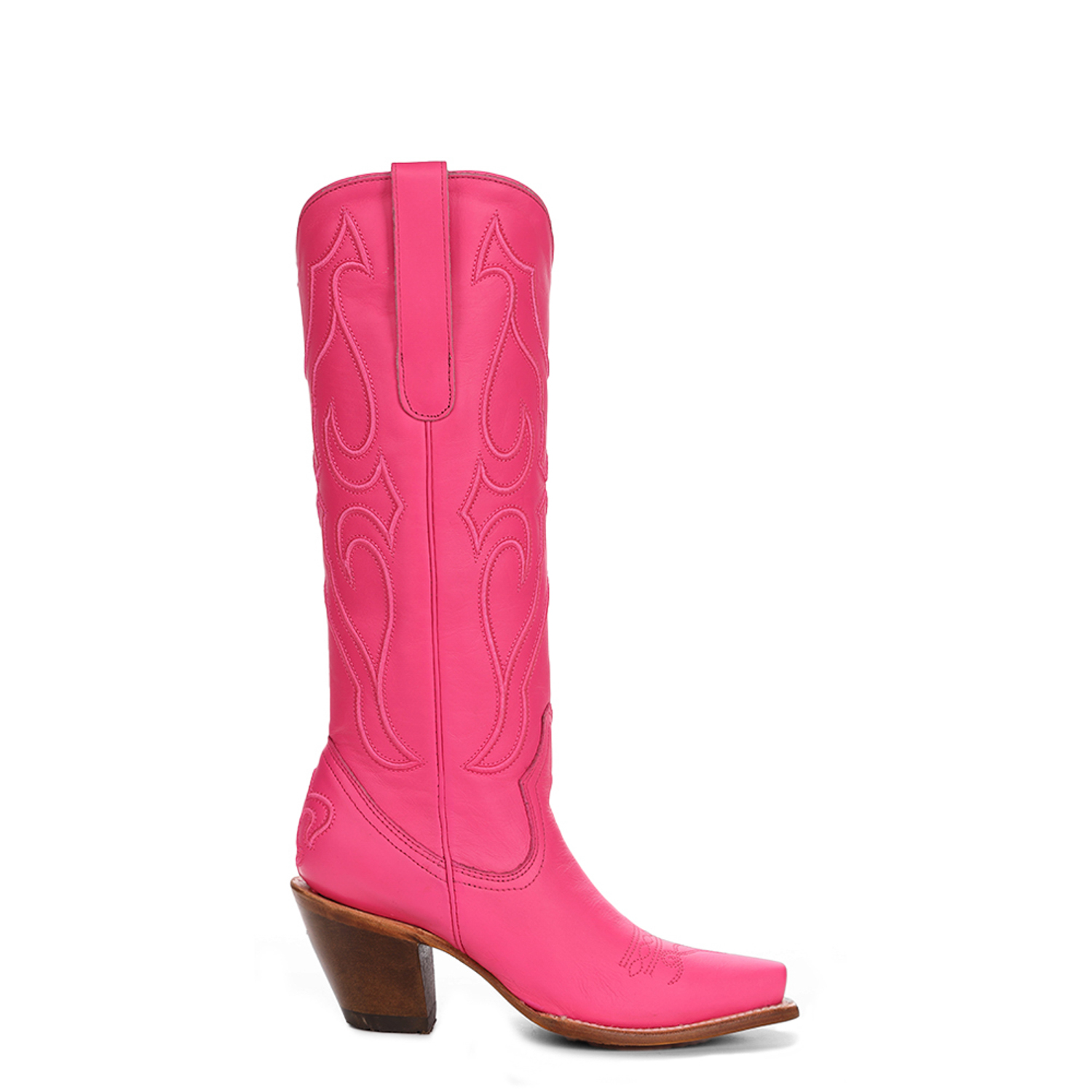 Pre-owned Corral Boots Corral Womens Embroidery Tall Top Snip Fuchsia Cowhide 15in Cowboy Boots