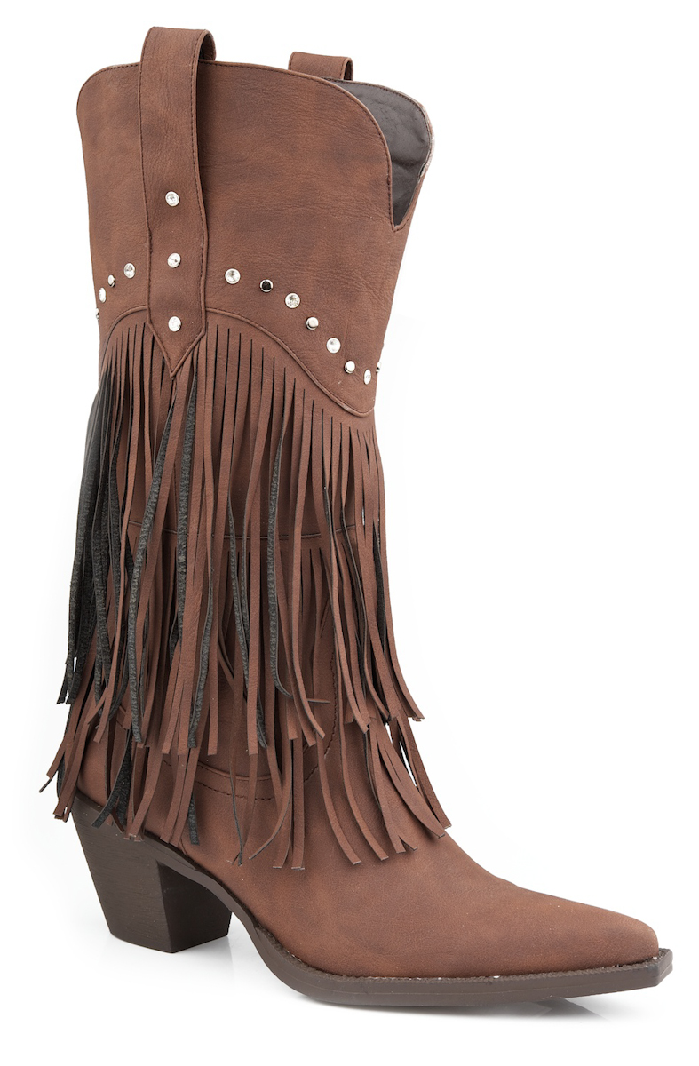 Roper Womens Distressed Faux Leather 12 034 Fringe Stud Design Western