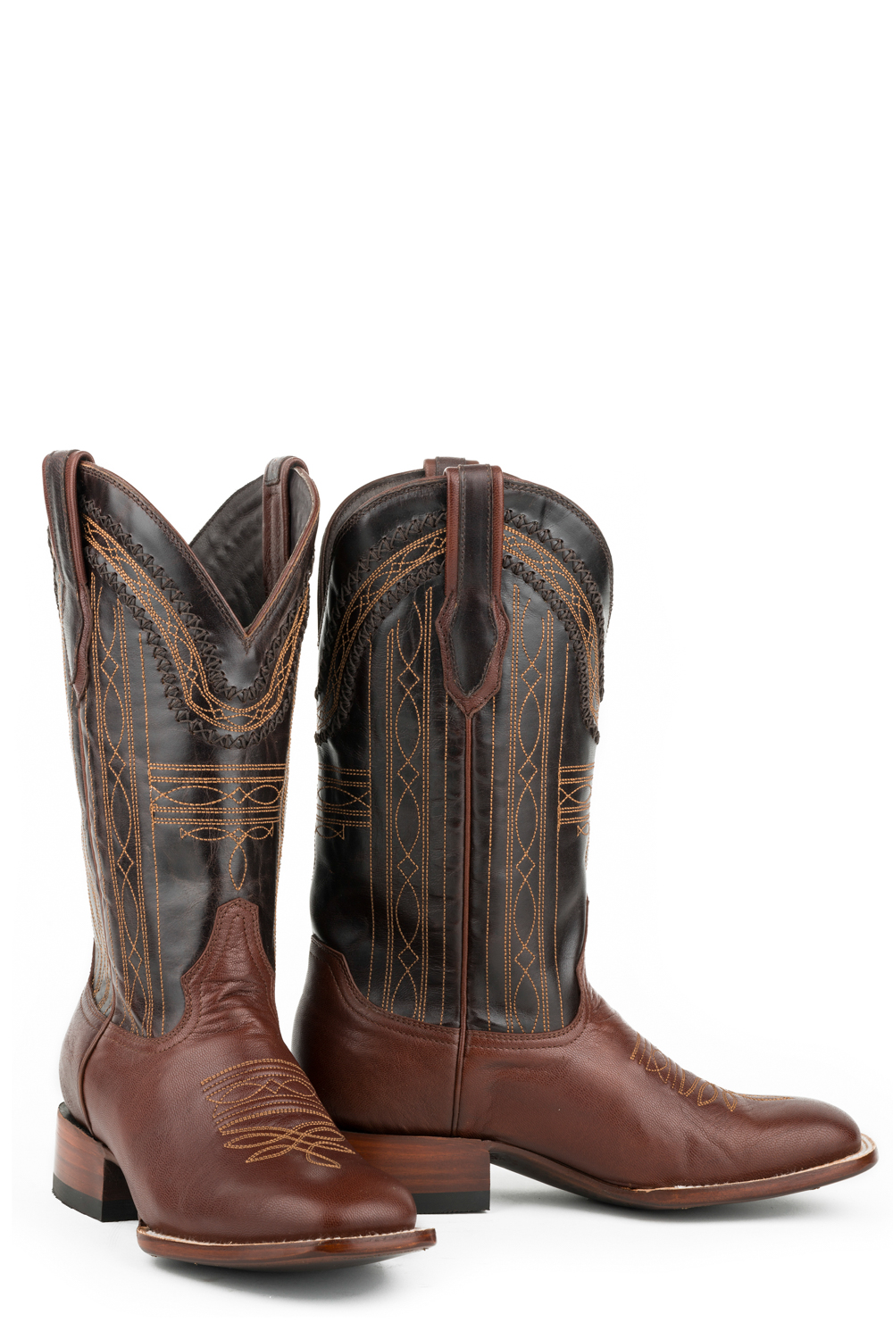 Pre-owned Stetson Mens Chocolate Leather Denver 13in Goat Cowboy Boots In Brown