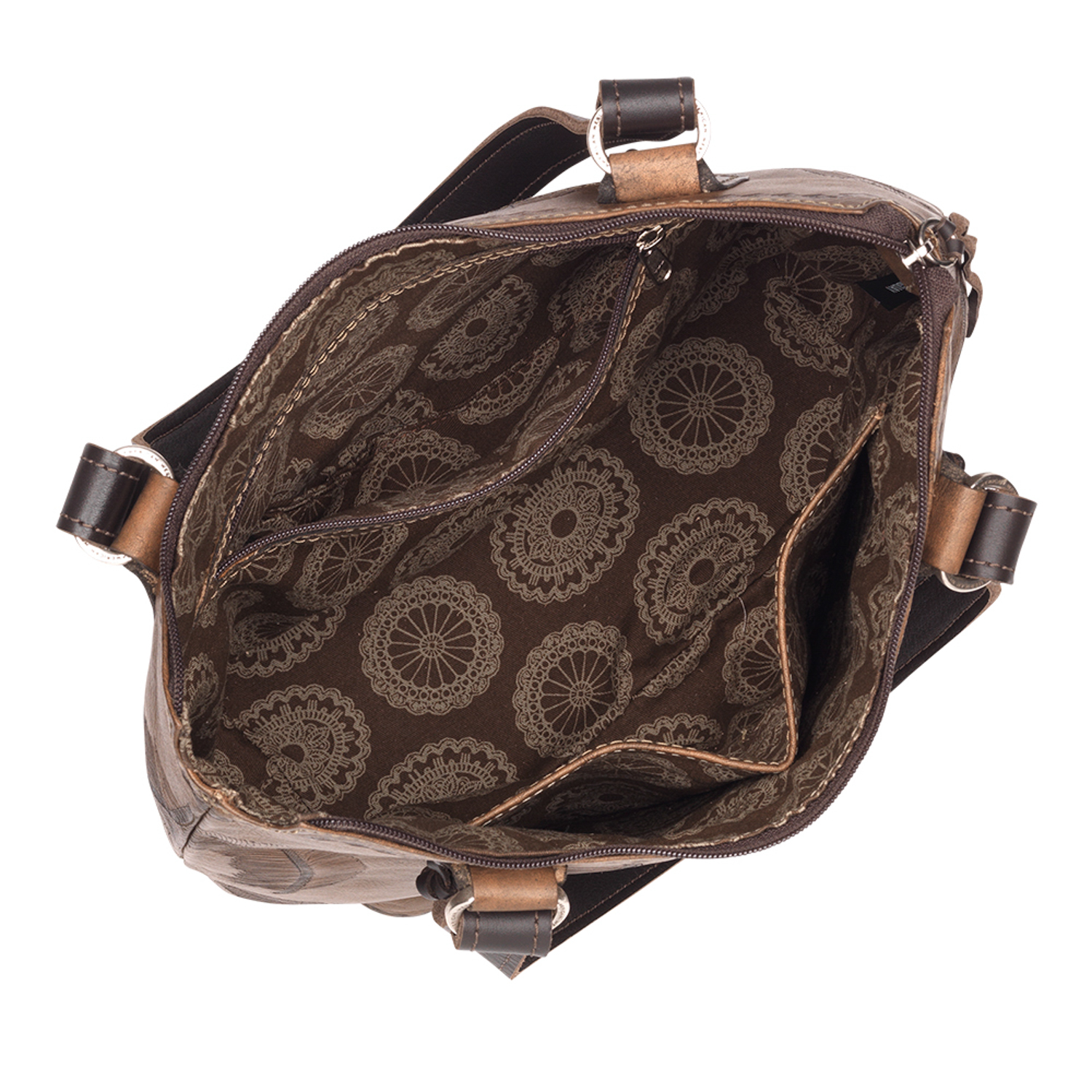 American West Womens Texas Rose 11.5in Natural Tan Leather Handbag Bag OS