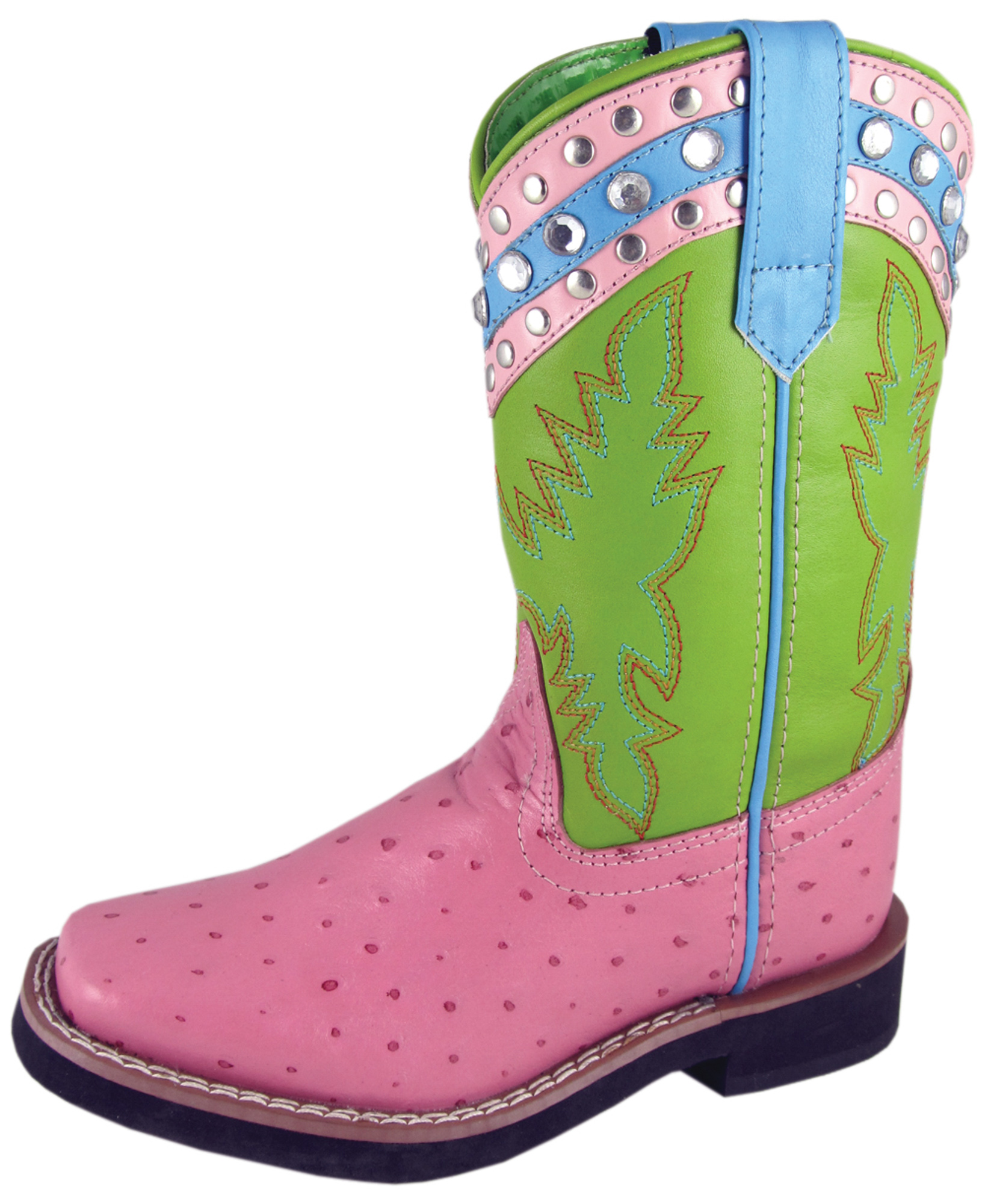 Smoky Mountain Boots Children Girls Billie Jean Pink/Green Leather