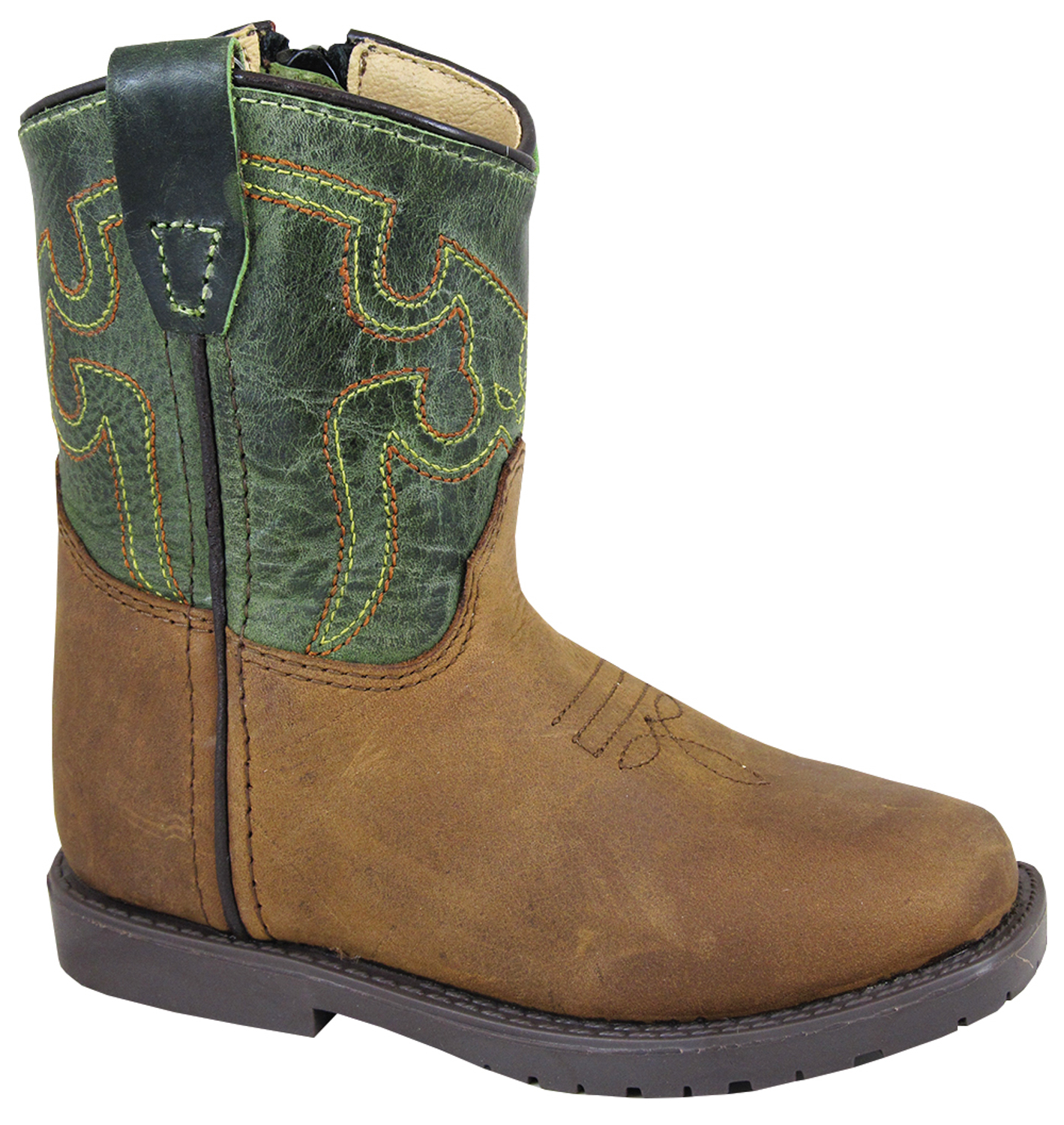 mountain toddler boys autry brown/green leather cowboy boots
