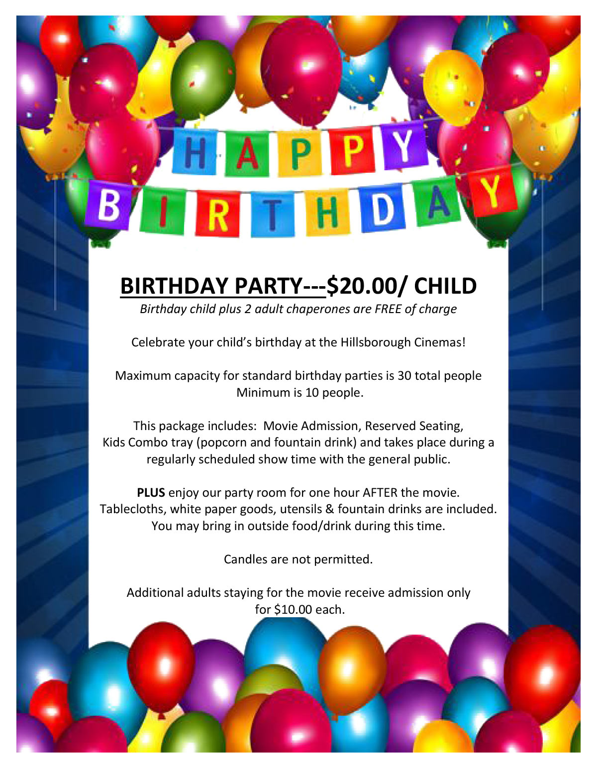 Hillsborough Cinemas Birthday Parties