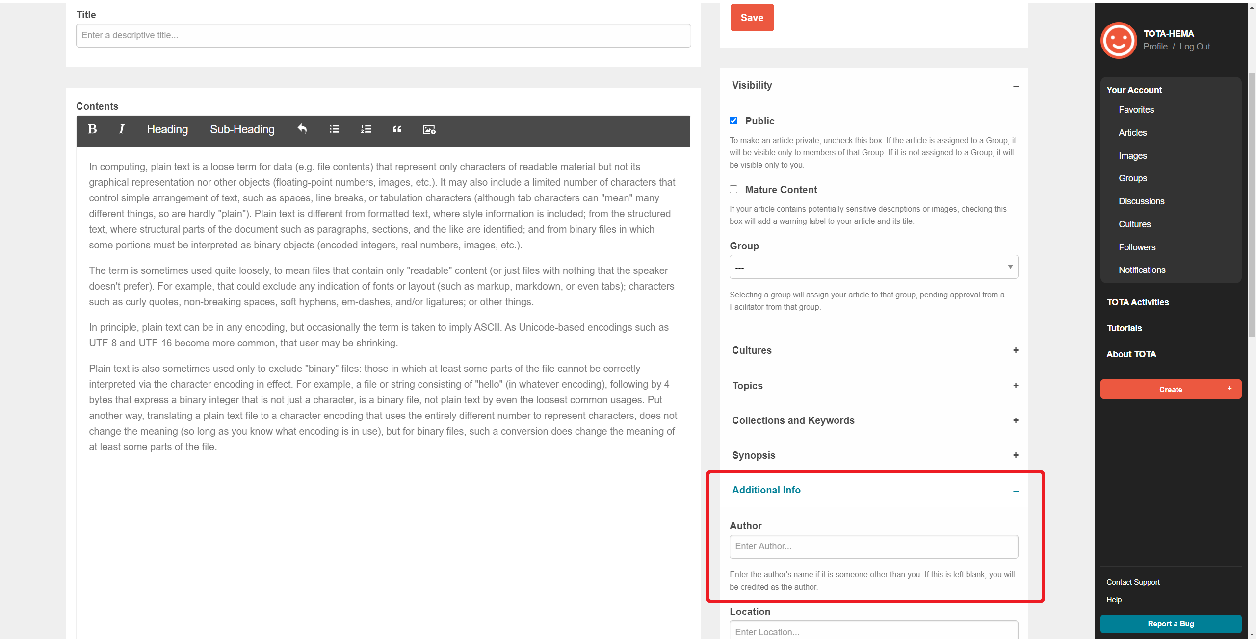 Standardized Tagging Guidelines For the HEMA Community TOTA