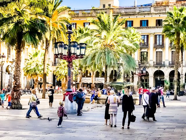lanterns at the Placa Reial, designed by Antoni Gaudi