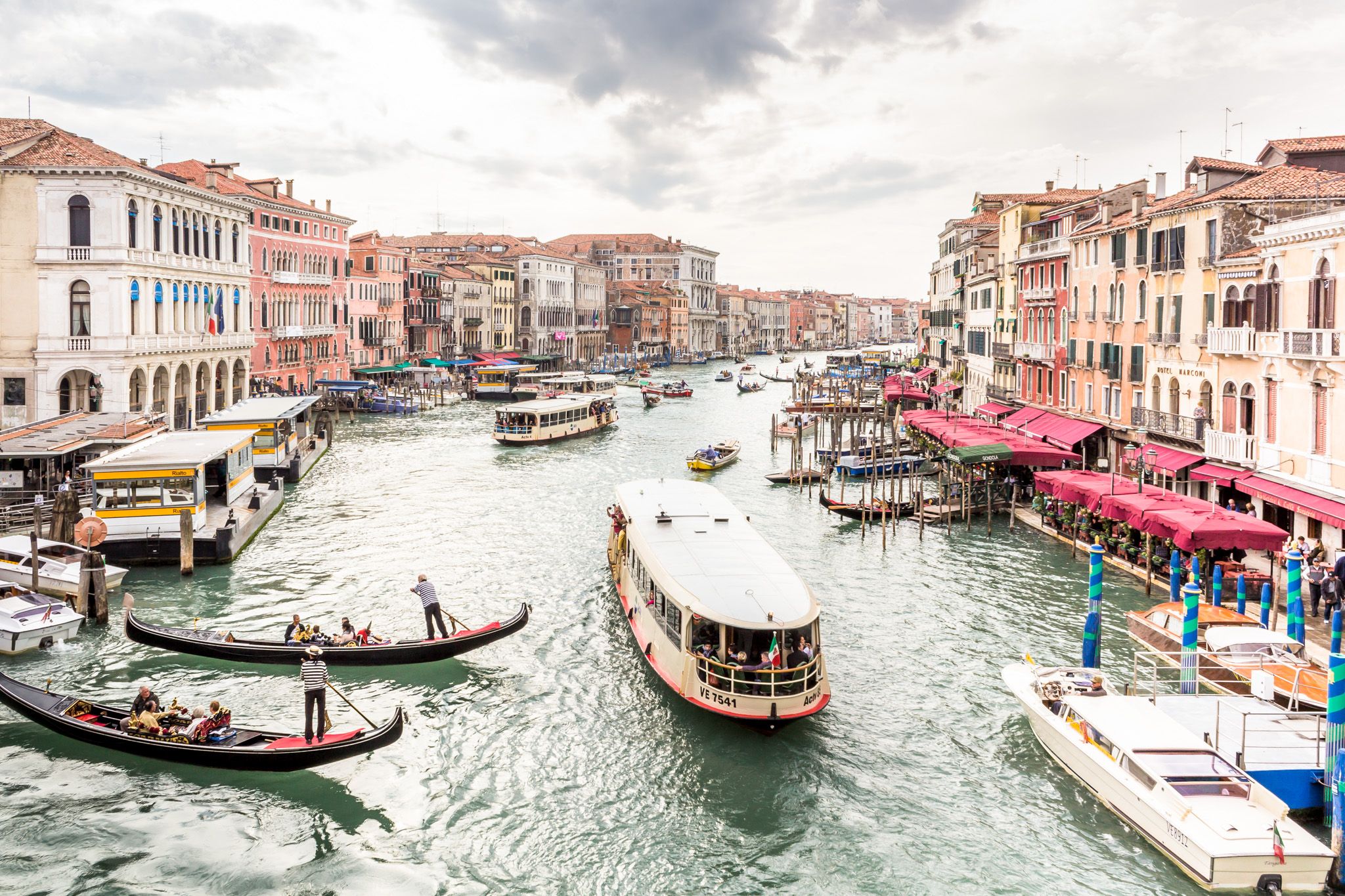 Venetian gondolas in the Grand Canal