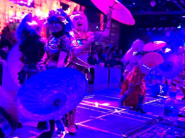 robot restaurant - spinning umbrellas