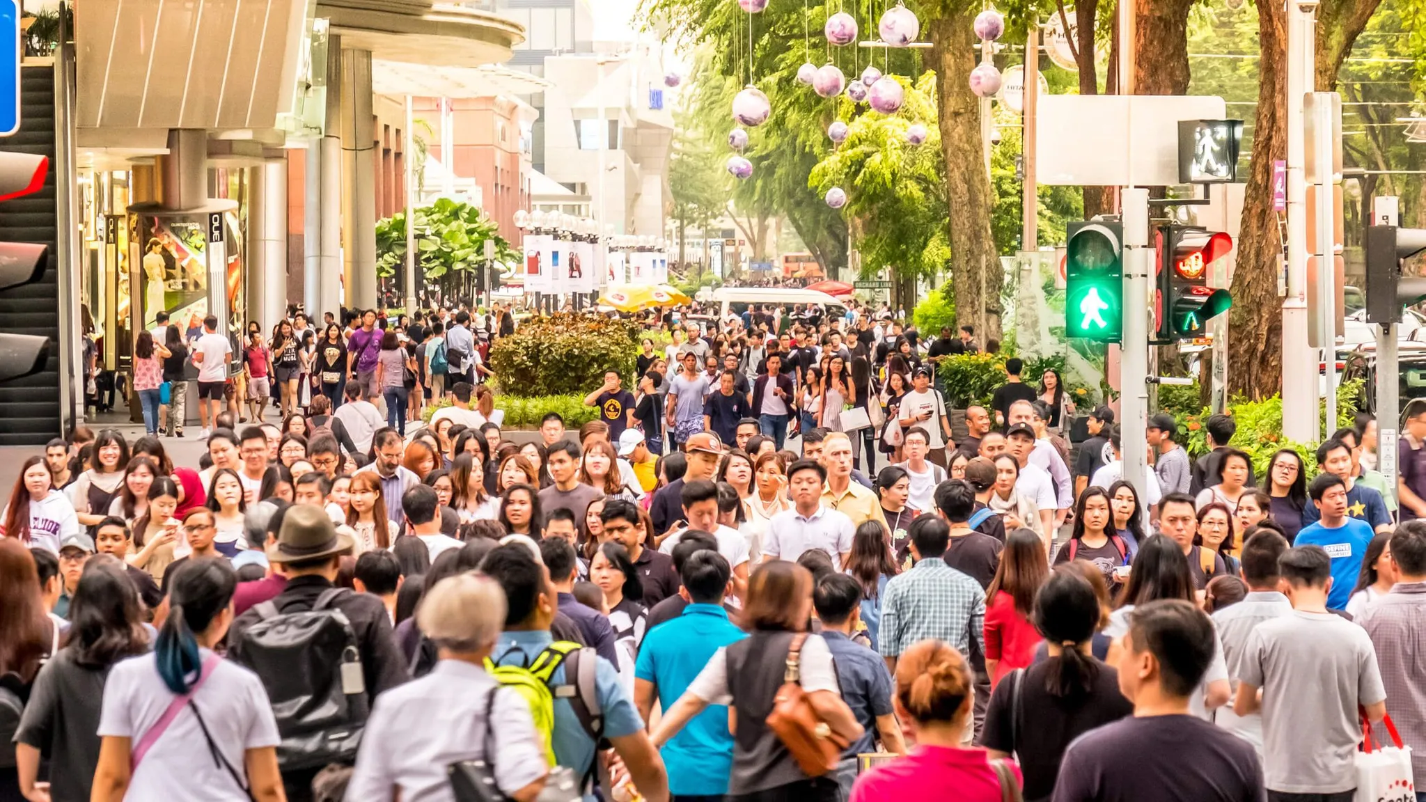 orchard road Singapore, a street packed with people
