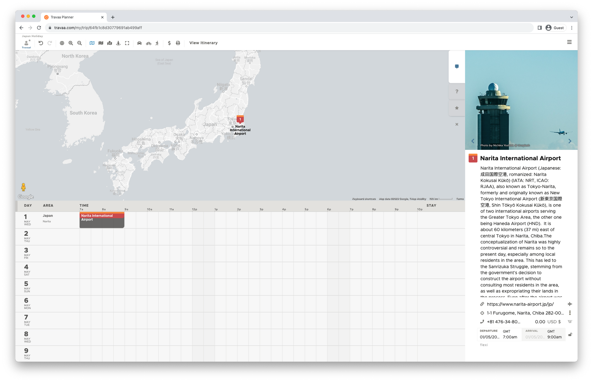 filling up your travel itinerary