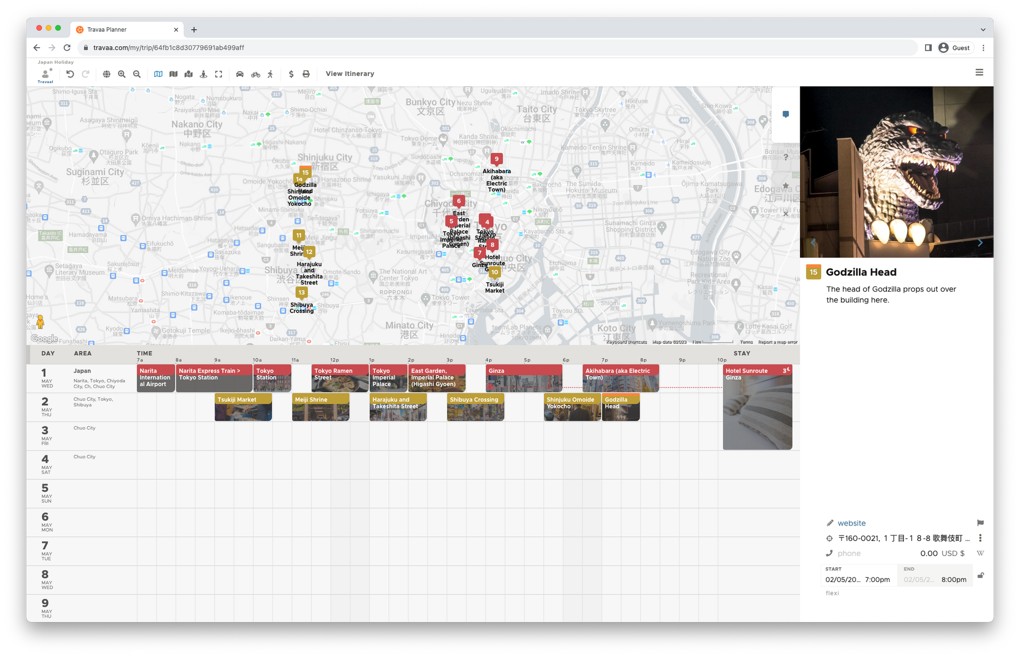 editing your travel itinerary