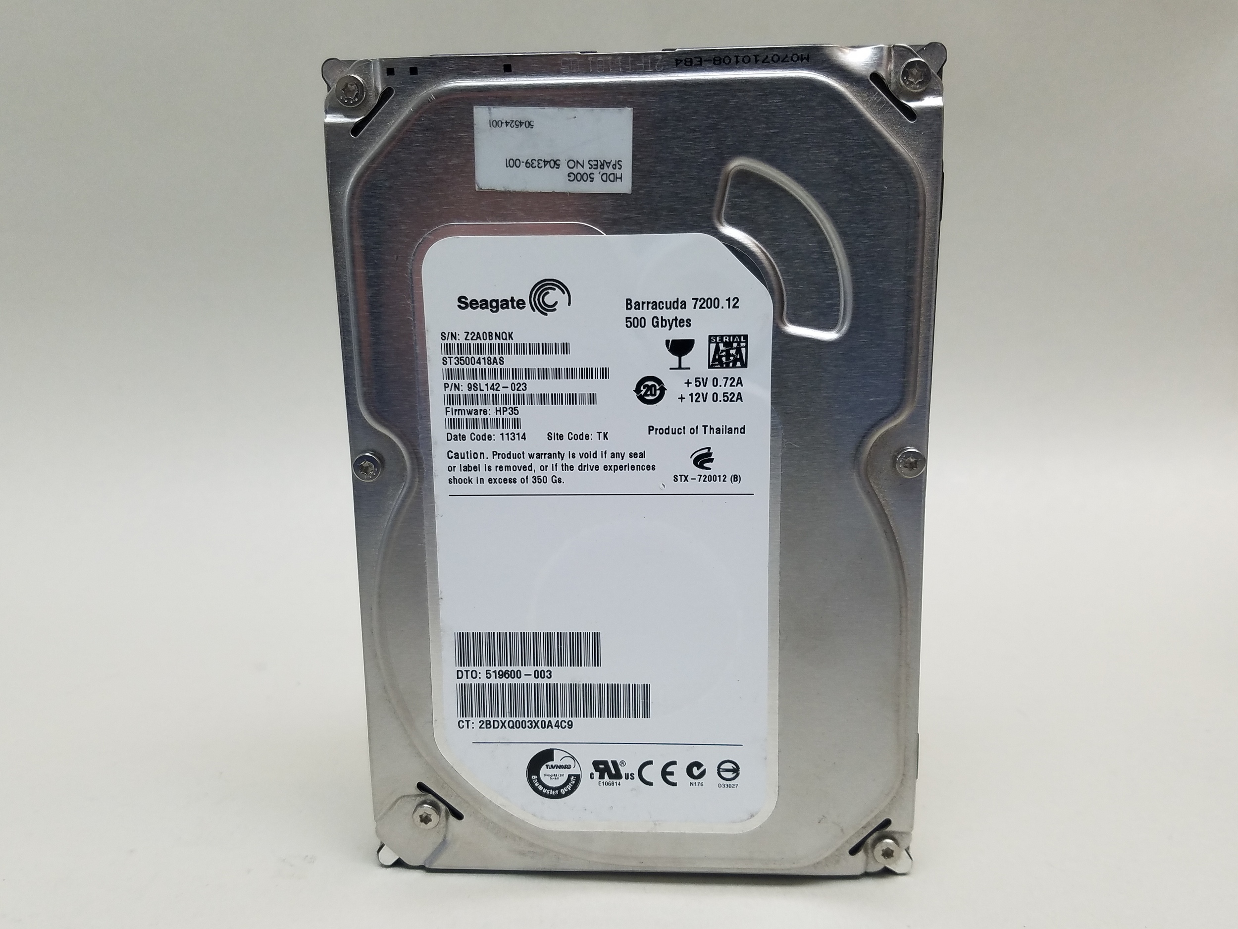 Lot of 10 Seagate ST3500418AS Barracuda 7200.12 500GB 3.5" SATA II ...