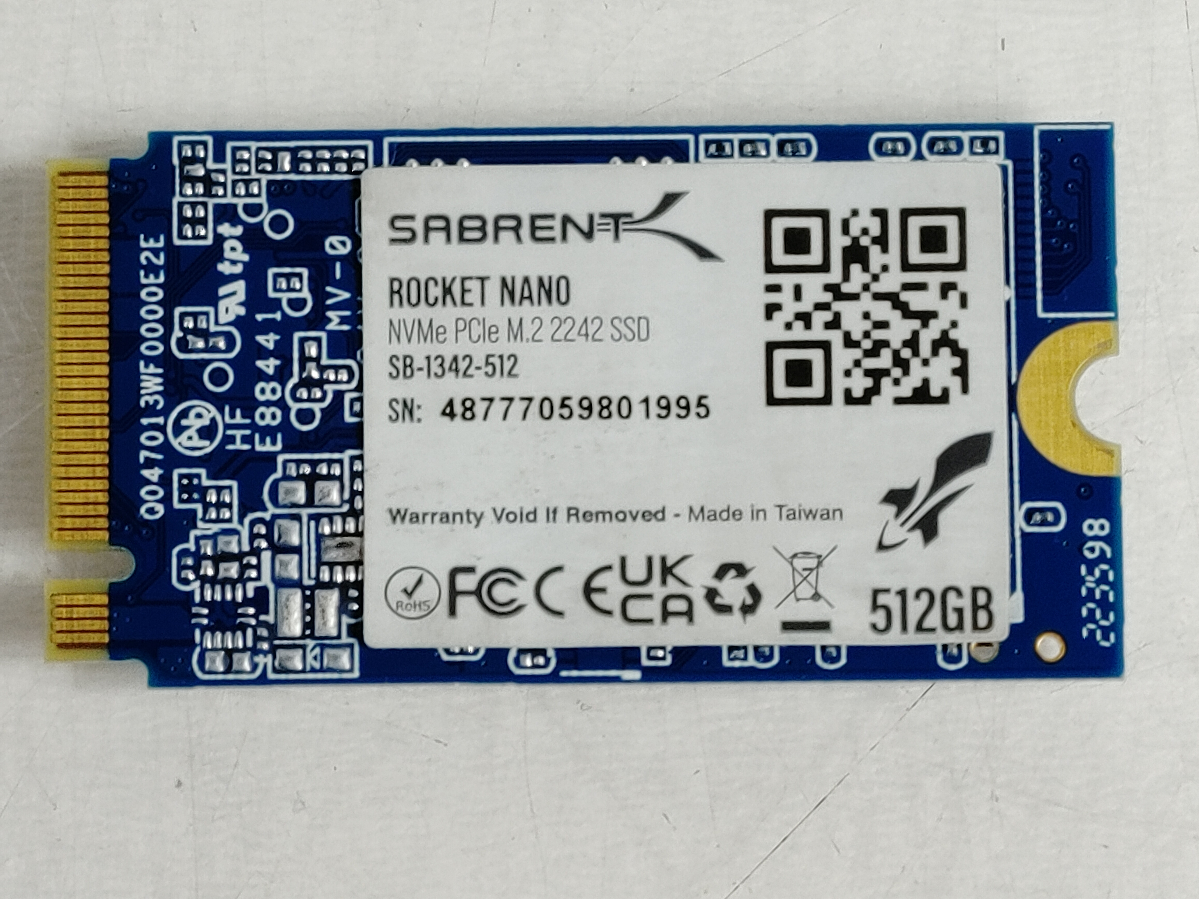 Sabrent Rocket Nano SB-1342-512 512 GB NVMe 42mm Solid State Drive