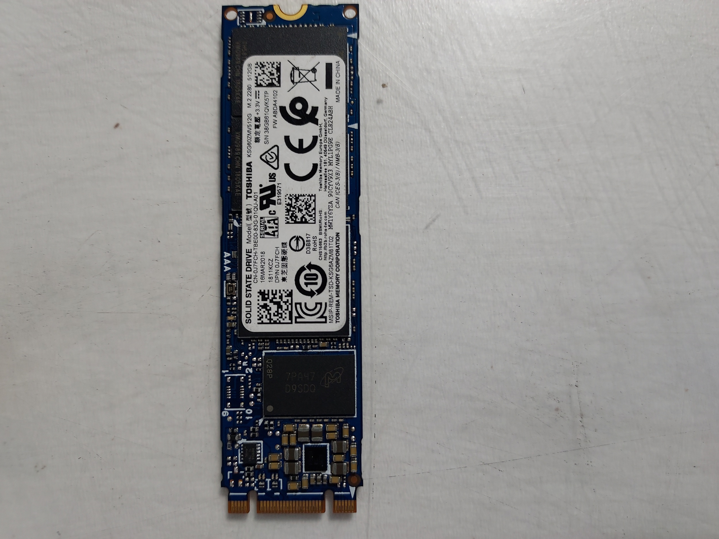 Toshiba SG6 KSG60ZMV512G 512 GB M.2 2280 80mm Solid State Drive