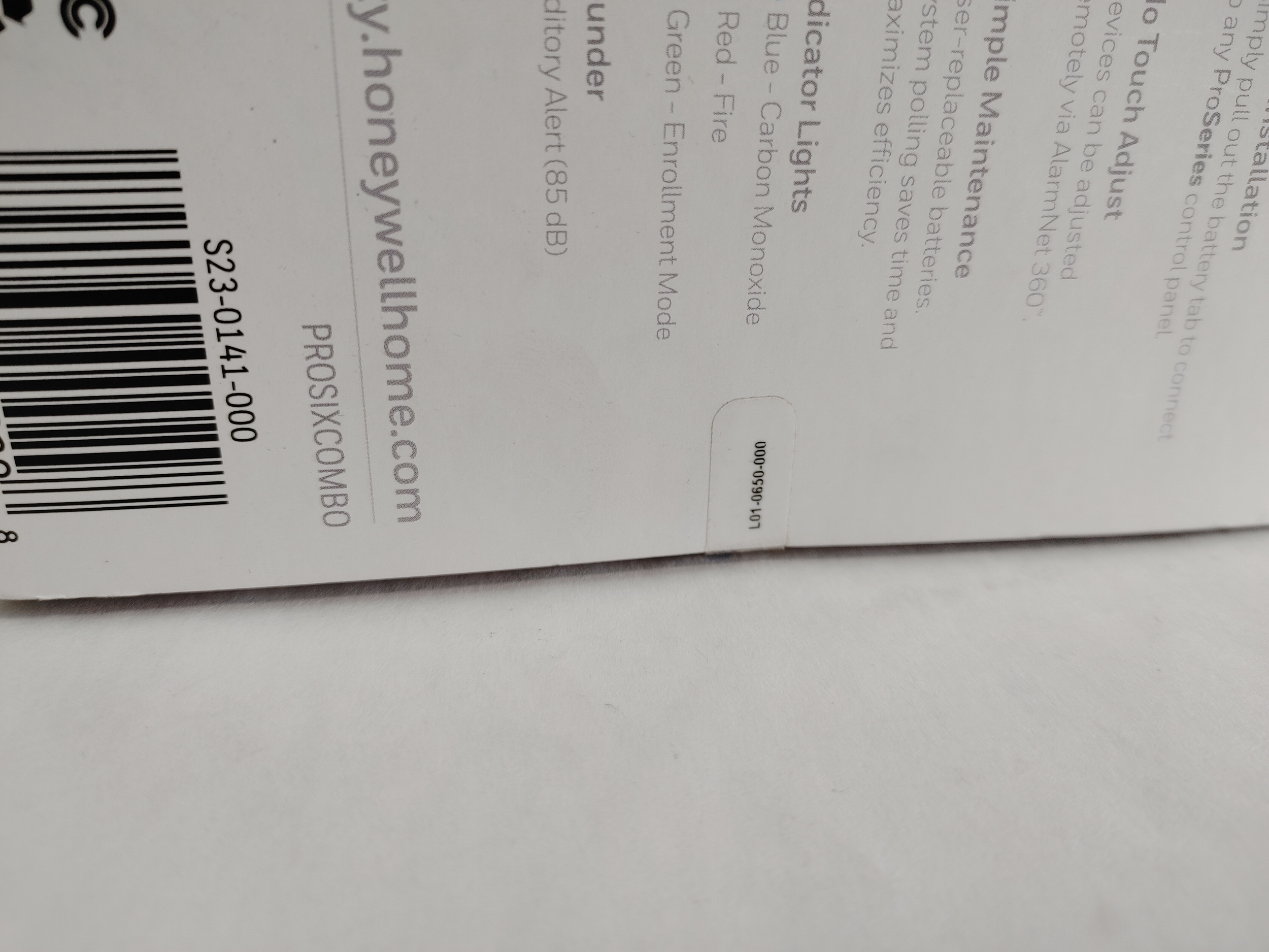 New Honeywell PROSIXCOMBO ProSeries Smoke/Co Combo