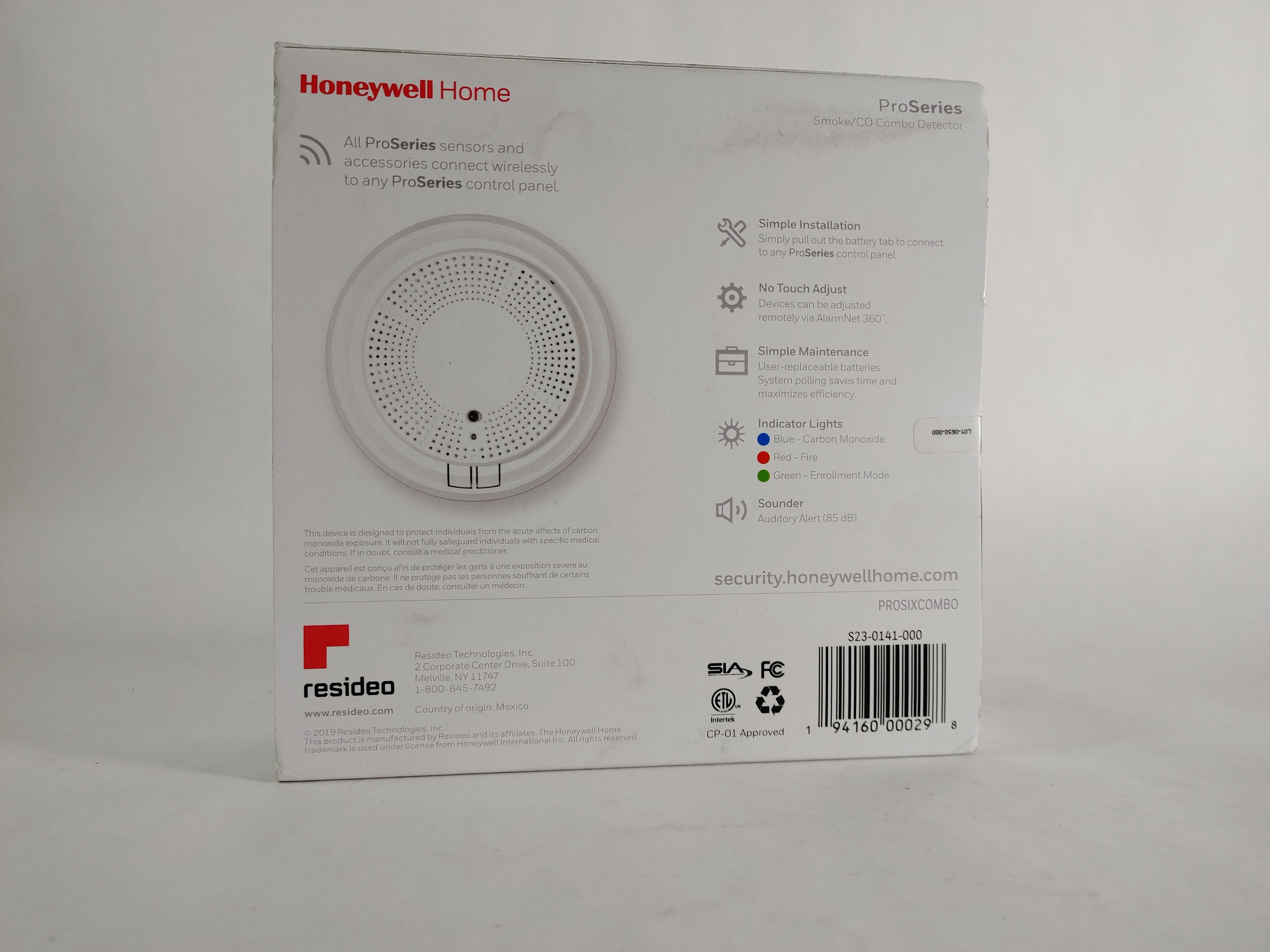 New Honeywell PROSIXCOMBO ProSeries Smoke/Co Combo
