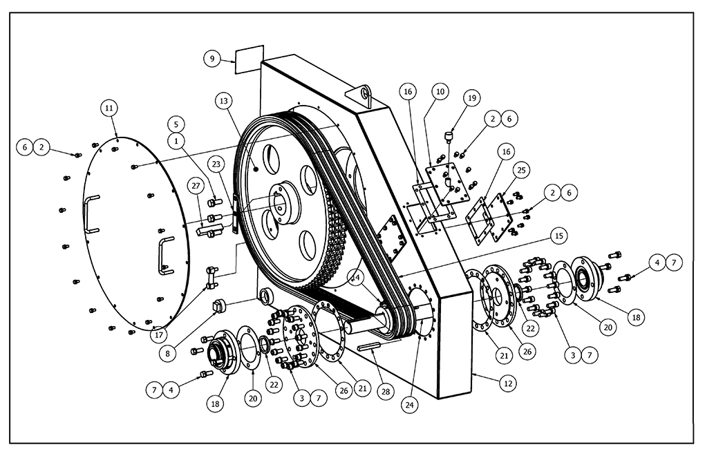TT-540 Chainbox Parts View (same as TT-250)