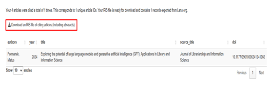 Citingarticles of input articles