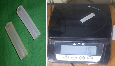 Heat resistant, hollow PVC pipe ( weight = 1.9 gm)