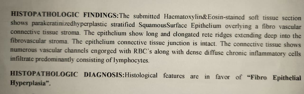 Incisional biopsy diagnosis