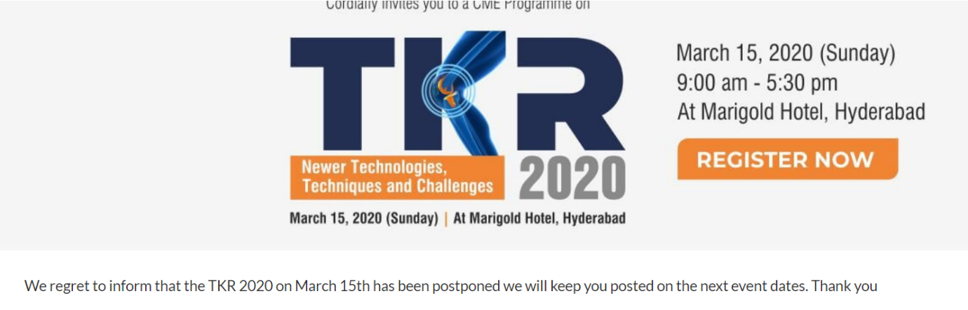TKR 2020 conference cancelled due to Covid-19 lockdown24