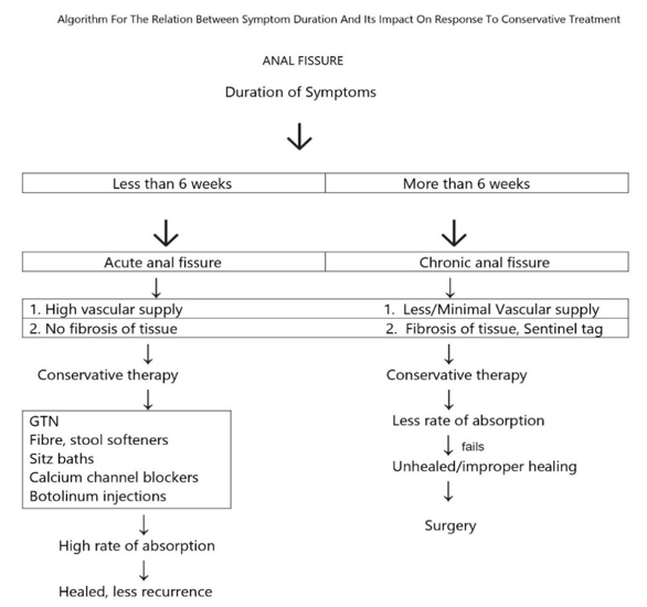 Algorithm for the relation between symptom duration andit’s impact on response to conservative treatment.