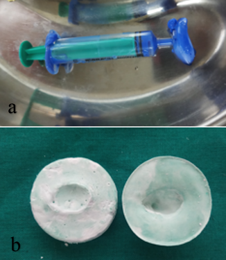 a Impression made using light body Addition silicone, b stone model made