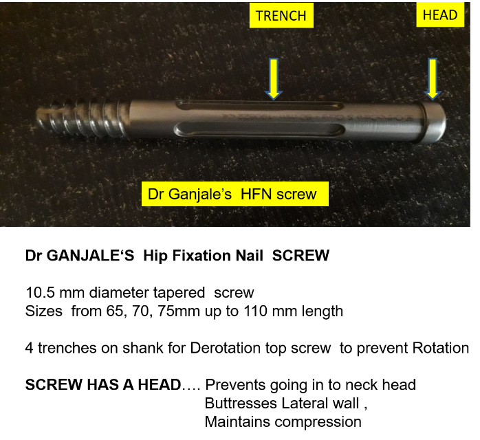 Hip fixation nail screw