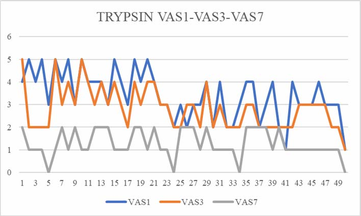 Graphical representation of pain assessment in Trypsin-Chymotrypsin group