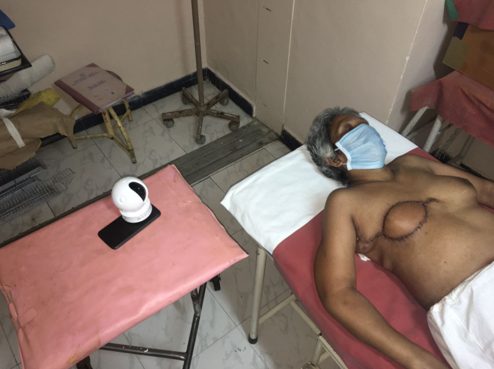 Pan tilt zoom camera placed adjacent to patient for monitoring
