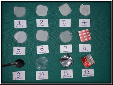 Study items stained with saliva