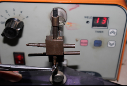 Welding palatal sheath with band material