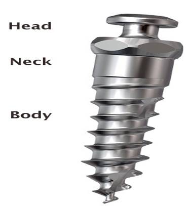 Parts of orthodontic mini implants