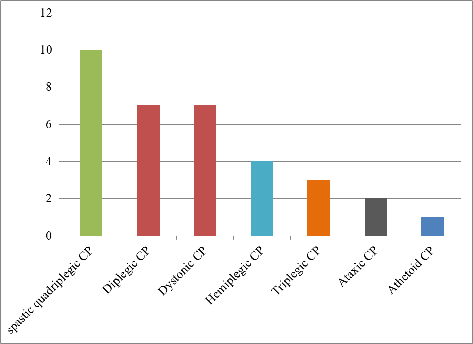 Distribution of clinical type of cerebral palsy subjects