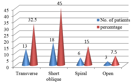 Distribution of the type of fracture 