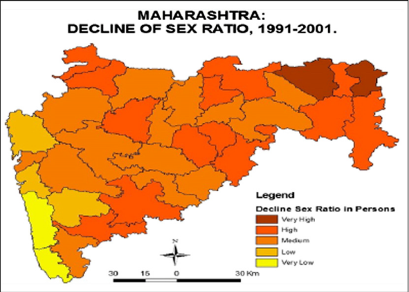 Maharashtra: Decline of sex ratio, 1991-2001