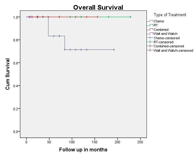 Kaplan Meier plot for overall survival in the NLPHL patient’s cohort