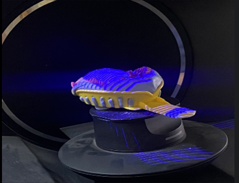 Close up of a maxillary impression being scanned.