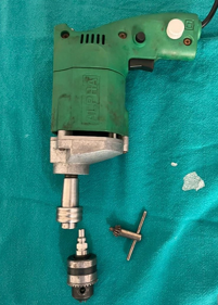 Drill with detachable chuck, speed controller, andcannulated system