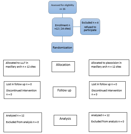 Randomization and allocation of patients to LLLT & piezocision groups
