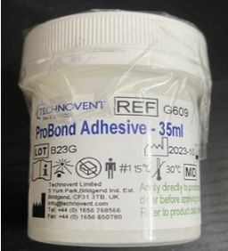 Adhesive used to retain the prosthesis