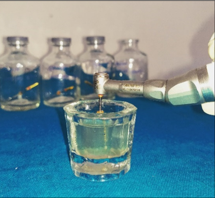 Dynamic immersion in 5.25% sodium hypochlorite solution for 3 minutes