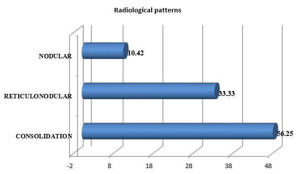 Distribution of radiological patterns in percentage (%)