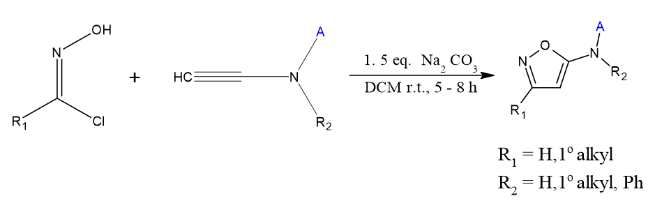 Utilizing Cu (I) free cyclization of nitrile oxides to produce Isoxazole