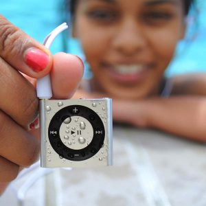 silver waterproof iPod, close-up