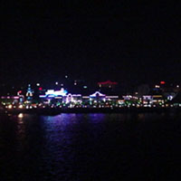 View from our hotel room: nighttime.